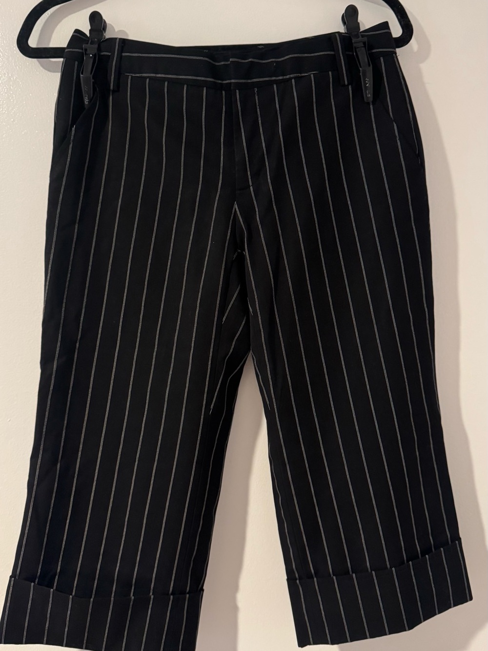 Banana Republic Black with White Pinstripe Cropped Dress Pants